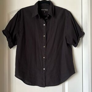 Denim Forum Black short sleeve button up shirt